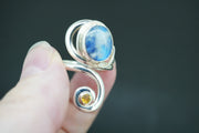 Moonstone & Citrine Sterling Silver Celtic Wrap Ring