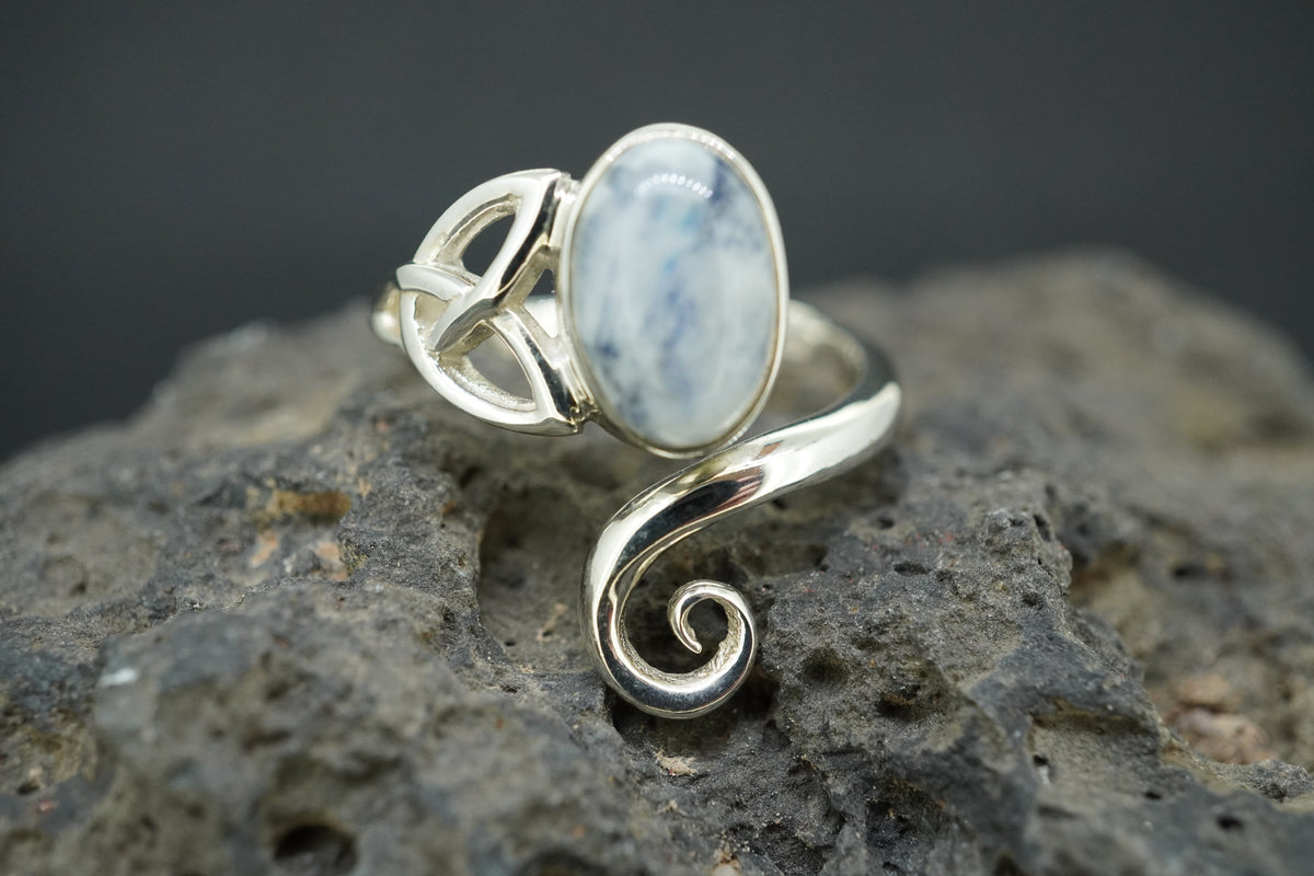 Moonstone Sterling Silver Celtic Wrap Ring