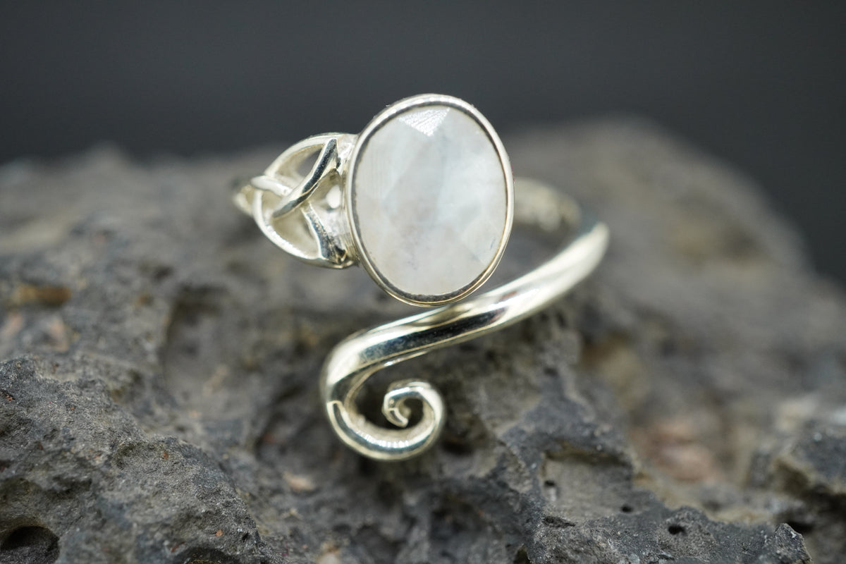 Moonstone Sterling Silver Celtic Wrap Ring