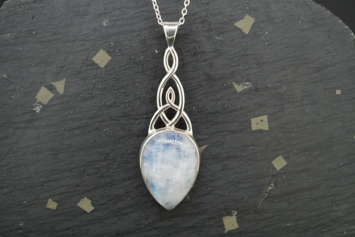 Moonstone Trinity Knot Sterling Silver Pendant