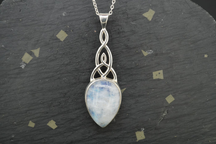 Moonstone Trinity Knot Sterling Silver Pendant