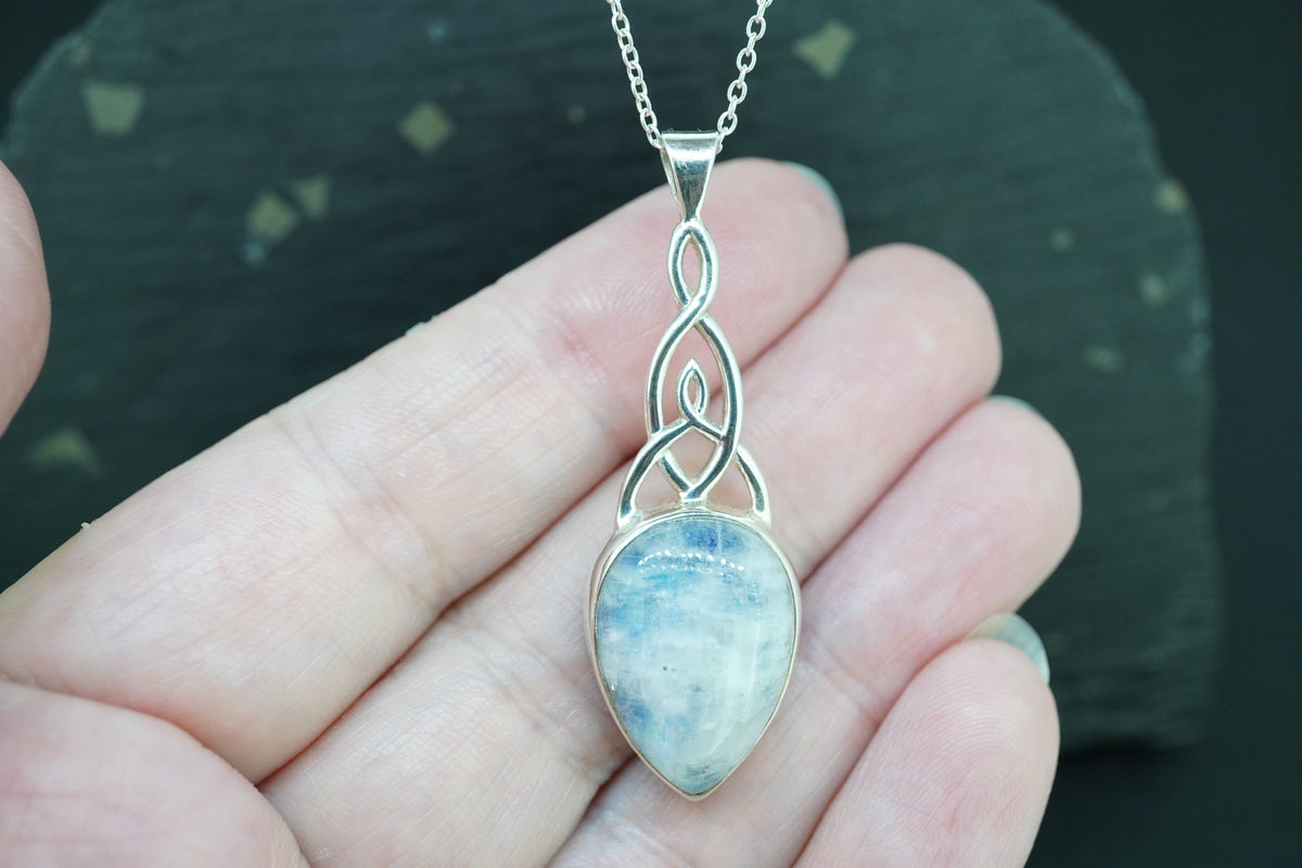 Moonstone Trinity Knot Sterling Silver Pendant