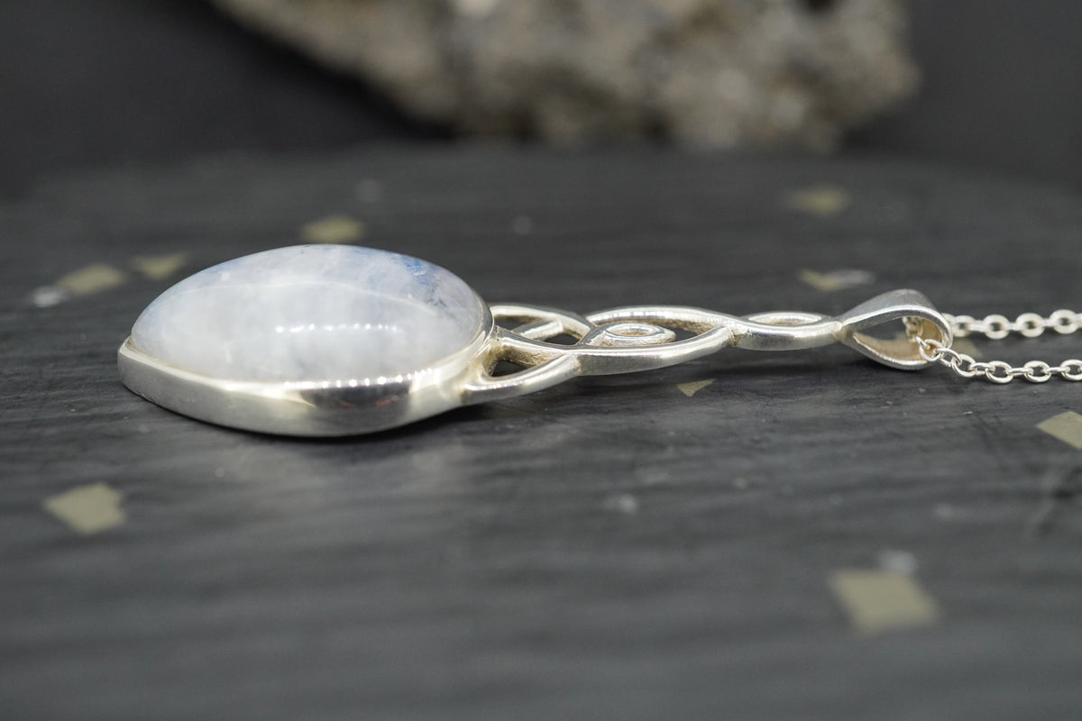 Moonstone Trinity Knot Sterling Silver Pendant