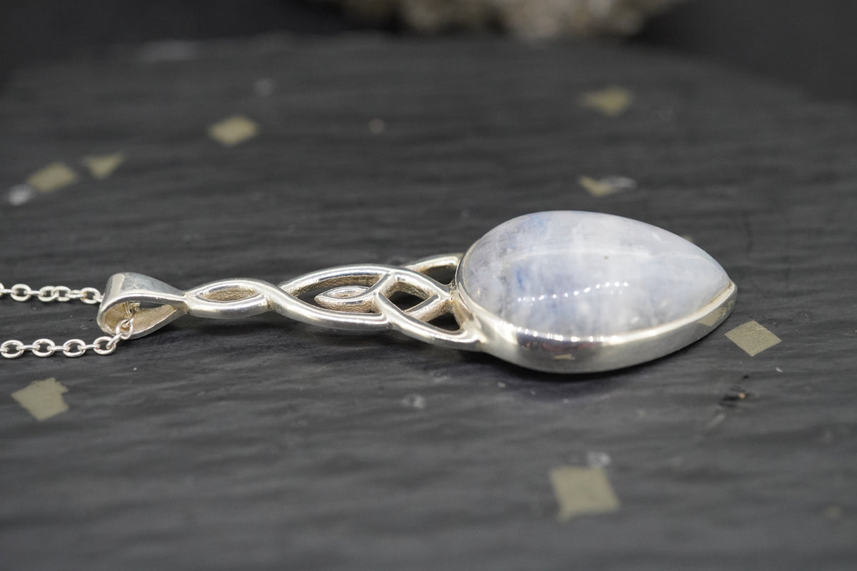 Moonstone Trinity Knot Sterling Silver Pendant