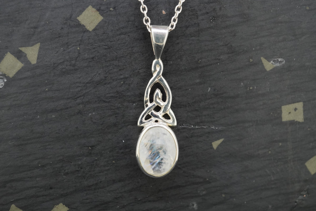Moonstone Trinity Knot Sterling Silver Pendant
