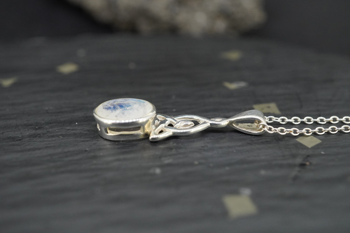 Moonstone Trinity Knot Sterling Silver Pendant