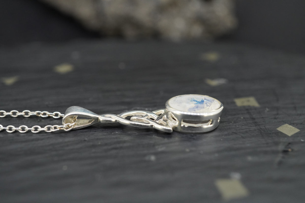 Moonstone Trinity Knot Sterling Silver Pendant