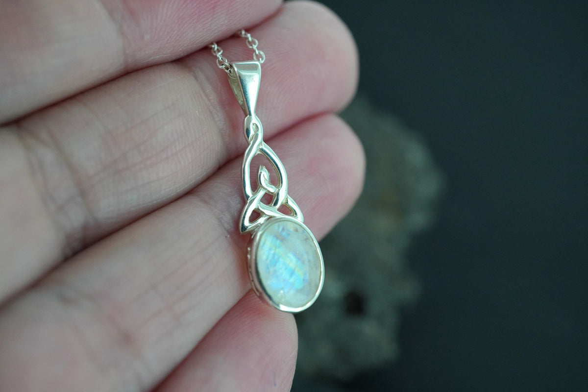 Moonstone Trinity Knot Sterling Silver Pendant