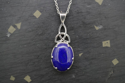 Lapis Lazuli Sterling Silver Celtic Drop Pendants