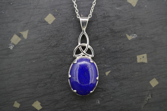 Lapis Lazuli Sterling Silver Celtic Drop Pendants