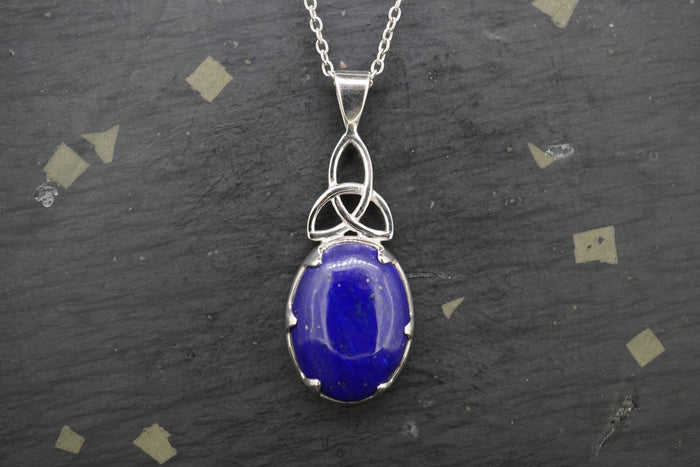 Lapis Lazuli Sterling Silver Celtic Drop Pendants