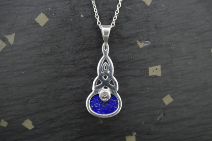 Lapis Lazuli Sterling Silver Oval Celtic Pendant