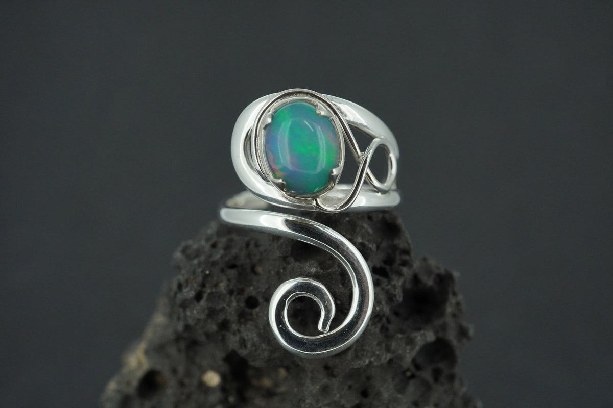 Opal Sterling Silver Celtic Ring