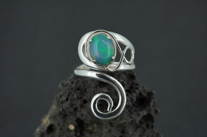 Opal Sterling Silver Swirl Ring