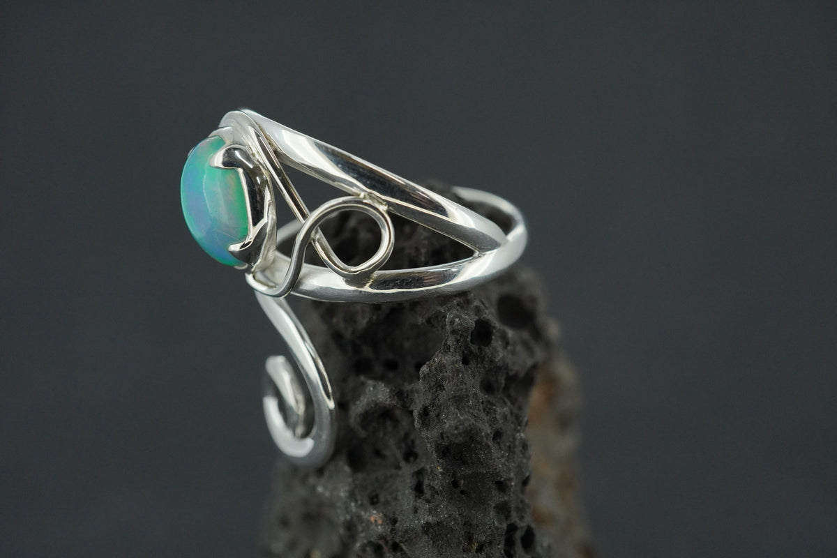 Opal Sterling Silver Celtic Ring