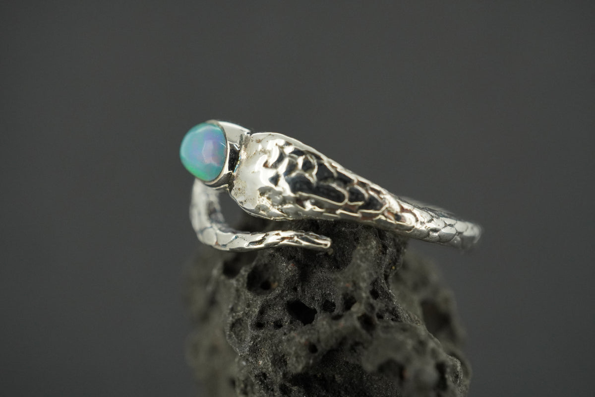 Opal Sterling Silver Snake Ring