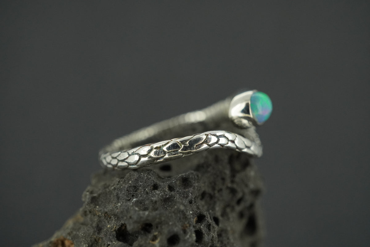 Opal Sterling Silver Snake Ring