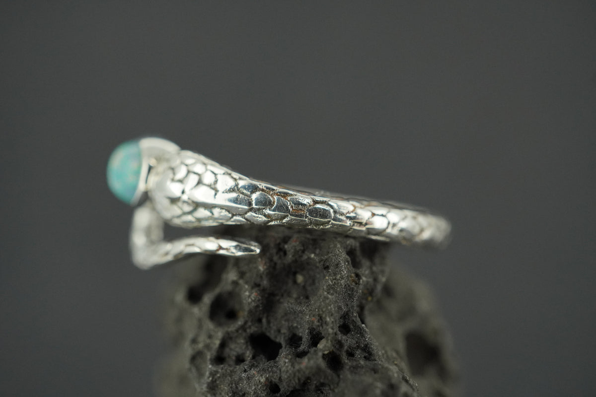 Opal Sterling Silver Snake Ring