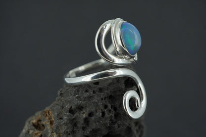 Opal Sterling Silver Swirl Ring