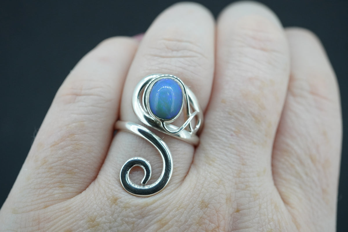 Opal Sterling Silver Celtic Ring