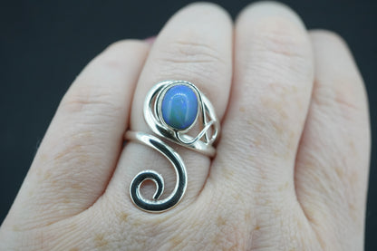 Opal Sterling Silver Swirl Ring