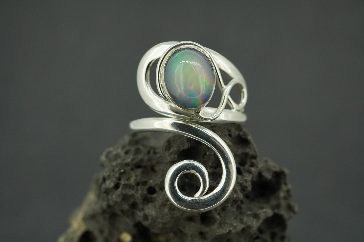 Opal Sterling Silver Celtic Ring