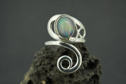 Opal Sterling Silver Swirl Ring