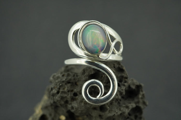 Opal Sterling Silver Swirl Ring