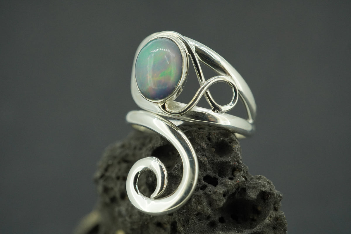 Opal Sterling Silver Celtic Ring