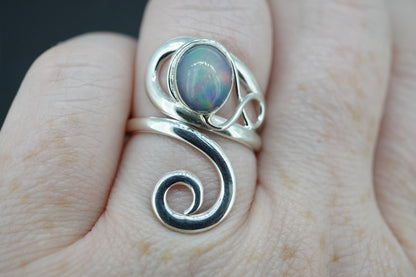 Opal Sterling Silver Swirl Ring