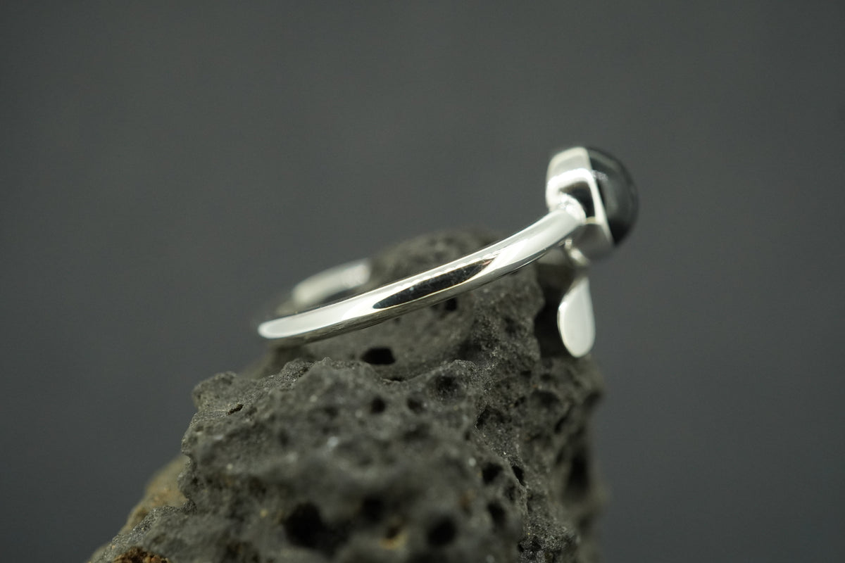Black Tourmaline Sterling Silver Wrap Ring