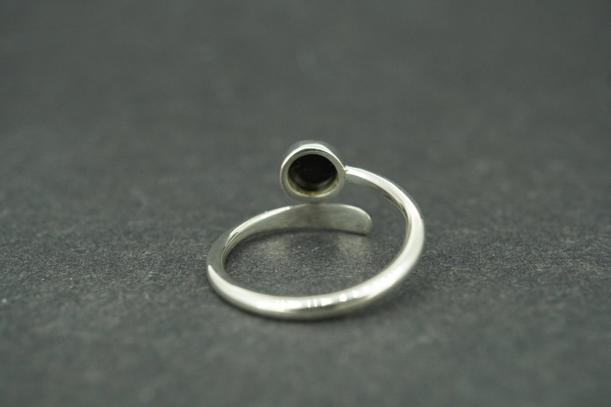 Black Tourmaline Sterling Silver Wrap Ring