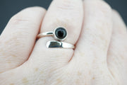 Black Tourmaline Sterling Silver Wrap Ring