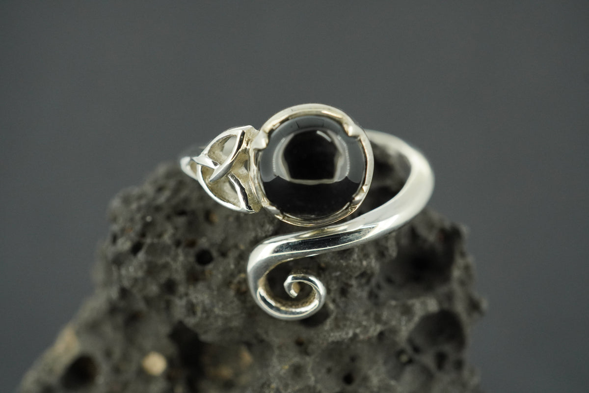 Black Tourmaline Sterling Silver Celtic Ring