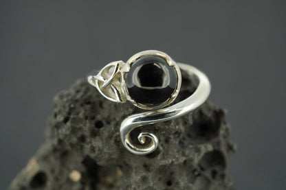 Black Tourmaline Sterling Silver Trinity Ring