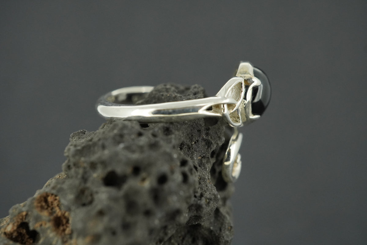 Black Tourmaline Sterling Silver Celtic Ring
