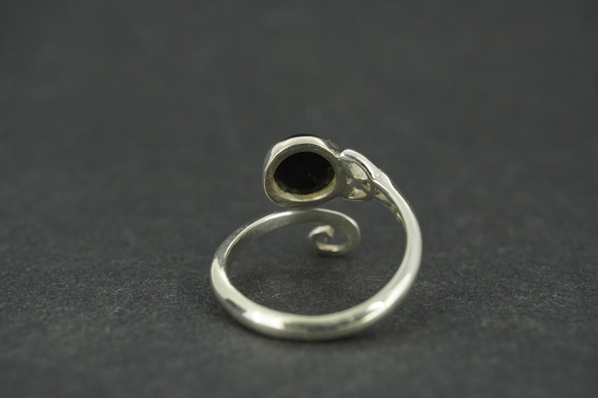 Black Tourmaline Sterling Silver Celtic Ring