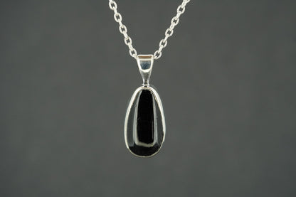 Black Tourmaline Sterling Silver Drop Pendant