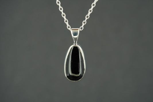 Black Tourmaline Sterling Silver Drop Pendant