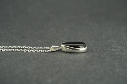 Black Tourmaline Sterling Silver Drop Pendant