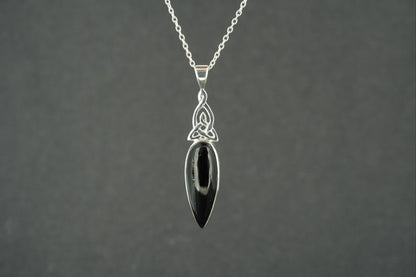 Black Tourmaline Sterling Silver Celtic Pendant
