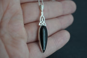 Black Tourmaline Sterling Silver Celtic Pendant