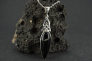 Black Tourmaline Sterling Silver Celtic Pendant