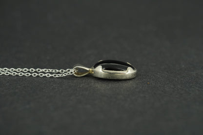 Black Tourmaline Sterling Silver Oval Pendant