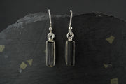 Black Tourmaline Crystal Shard Sterling Silver Earrings