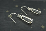 Black Tourmaline Crystal Shard Sterling Silver Earrings