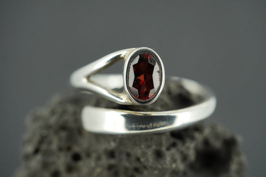 Garnet Sterling Silver Wire Ring