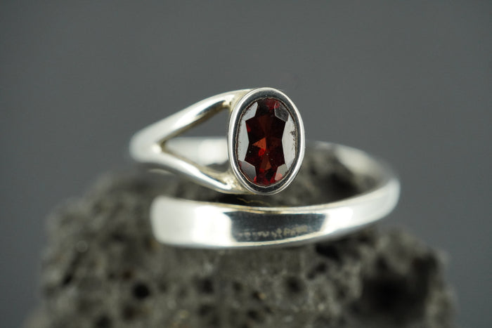 Garnet Sterling Silver Wire Ring