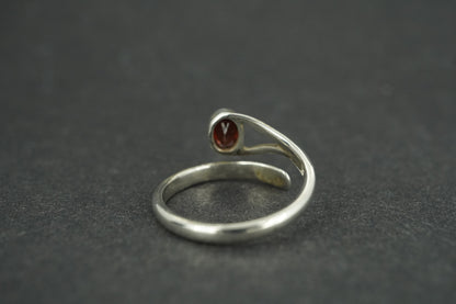 Garnet Sterling Silver Wire Ring