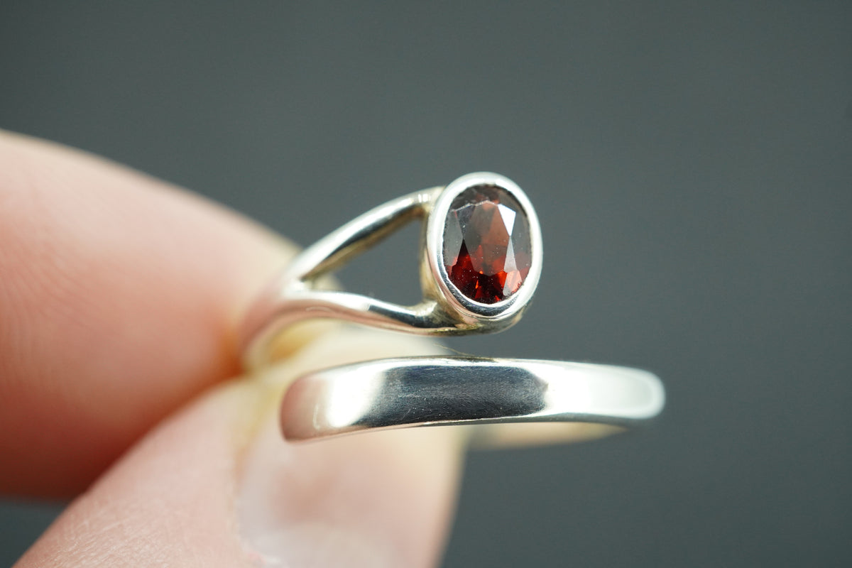 Garnet Sterling Silver Ring